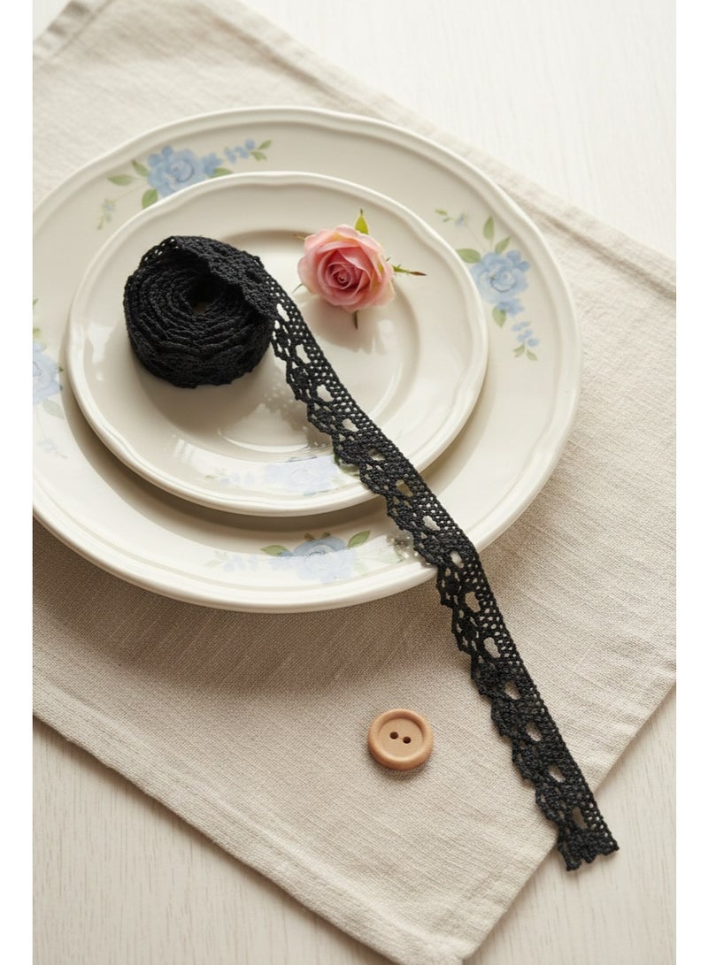 Decorative Sewing Lace Trim – 13mm x 15 Yards | Fabric Lace for Tailoring, DIY & Fashion ( Black ) - Image 2